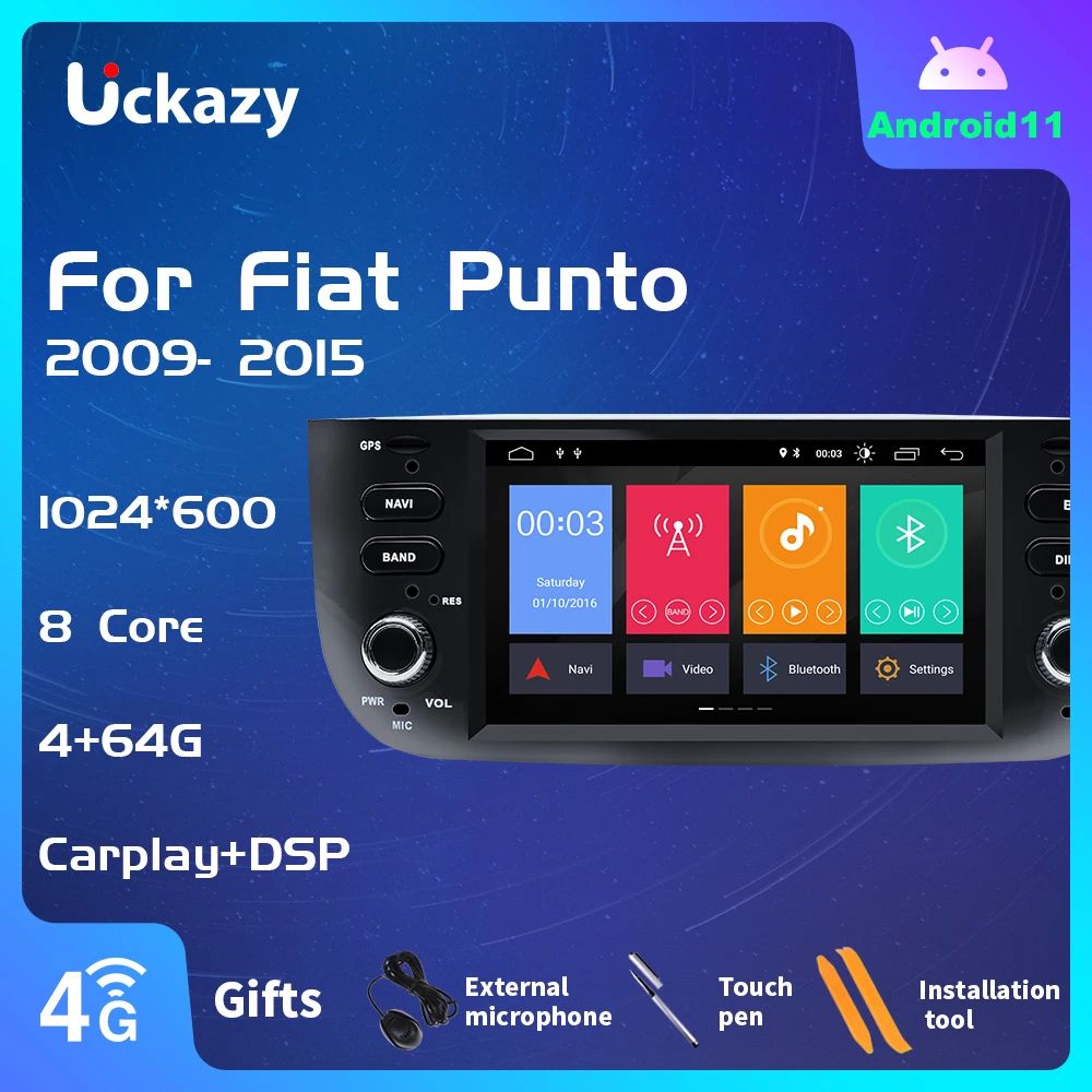Автомагнитола Uckazy 1 Din Android 11 DVD-плеер для Fiat/Linea/Punto evo 2012-2015 мультимедиа GPS-навигация