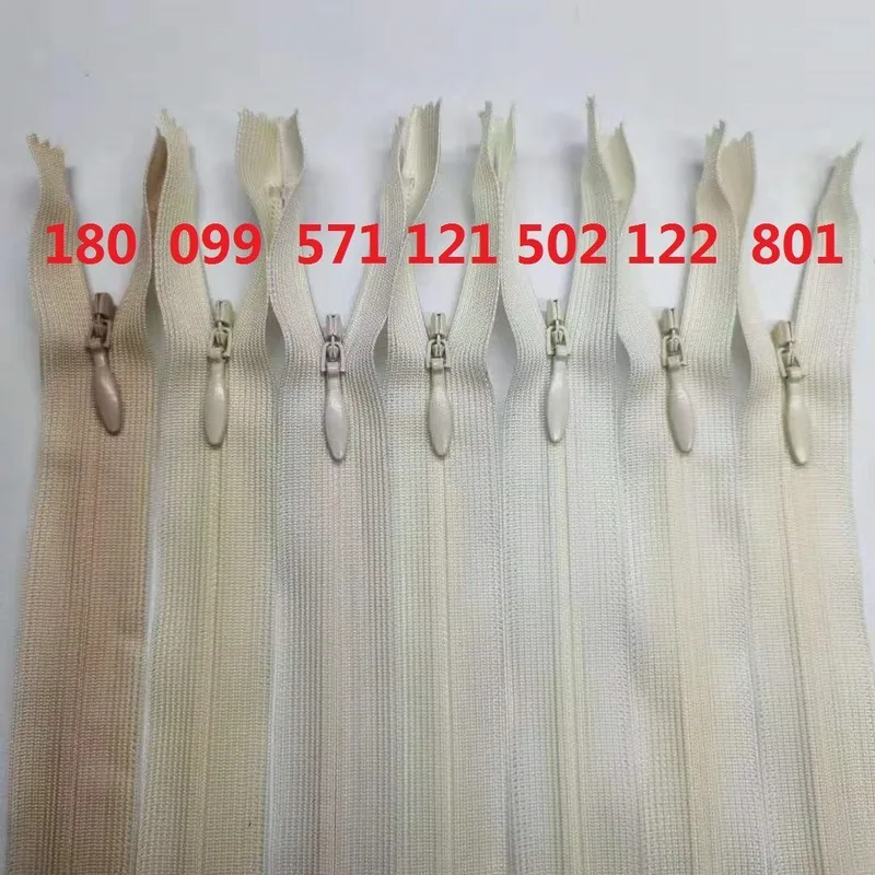 

50pcs/lot 2# Ykk Invisible Zipper Close End Lace Off White Skirt Wedding Dress Shirt Home Textile Tailor Sewing Accessories