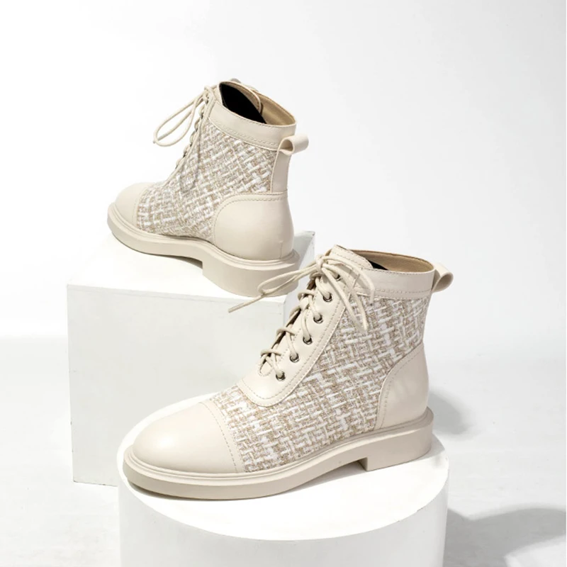 

fall winter boots women ankle boots for Flat heel lace up short boots women luxury boots black shoes woman boots Martin Shoes