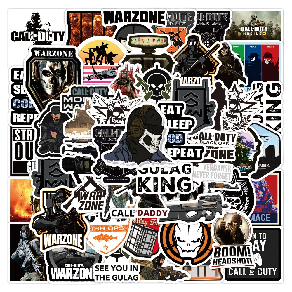 10/30/50PCS Game Call of Duty、COD Stickers Aesthetic for Laptop Skateboard Waterproof Graffiti Decals DIY Sticker Packs Kid Toy call of duty ops 4