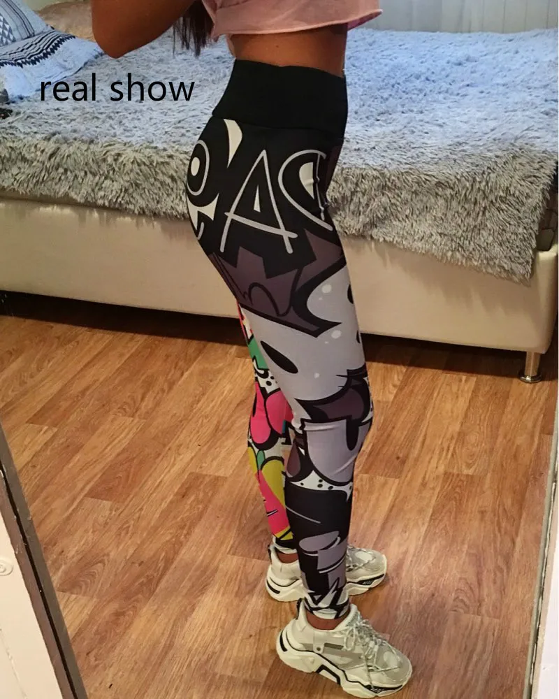 THIKIN 2020 New Fashion Leggings High Waist Retro Aztec Pattern Tight Black Grils Leggings High Elastic Sexy Girls Tight Pants