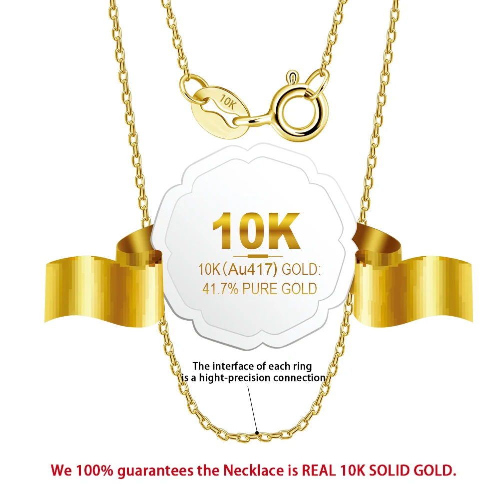 ブリーチン-女性用の本物のゴールドチェーン10K,ネックレス,シンプル,ピュア,ゴールド,ベーシック,ラグジュアリー,NFC - AliExpress