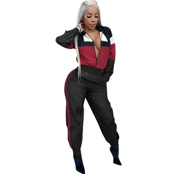 

Zipper Up Colorful Patchwork Pocket Jumpsuit For Women 2019 Plus Size Long Sleeve Rompers Womens Jumpsuit Casual Loose Romper