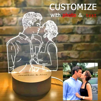 

Diy Personalise 3d Night Light Usb Power Realistic Led Light Custom Text Photo Beautiful Gift Night Lamp For Lover Christmas