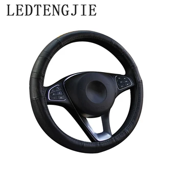 

LEDTENGJIE 37-38CM new steering wheel cover head layer leather car handle glove truck steering wheel cover