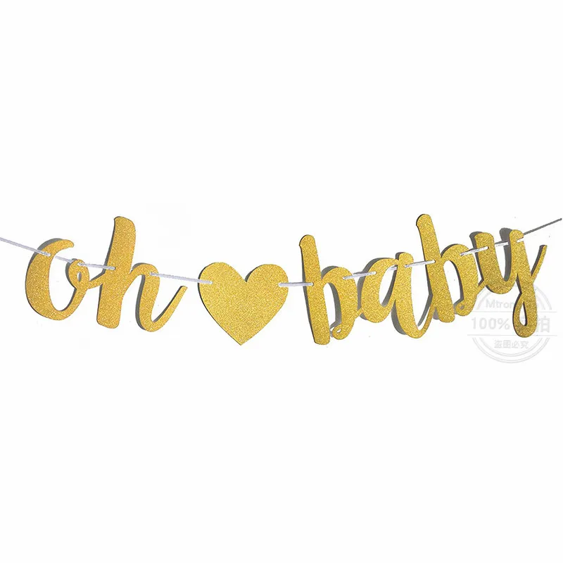 11*15 см золотой блестящий баннер с надписью Oh Baby with Heart для детской вечеринки на