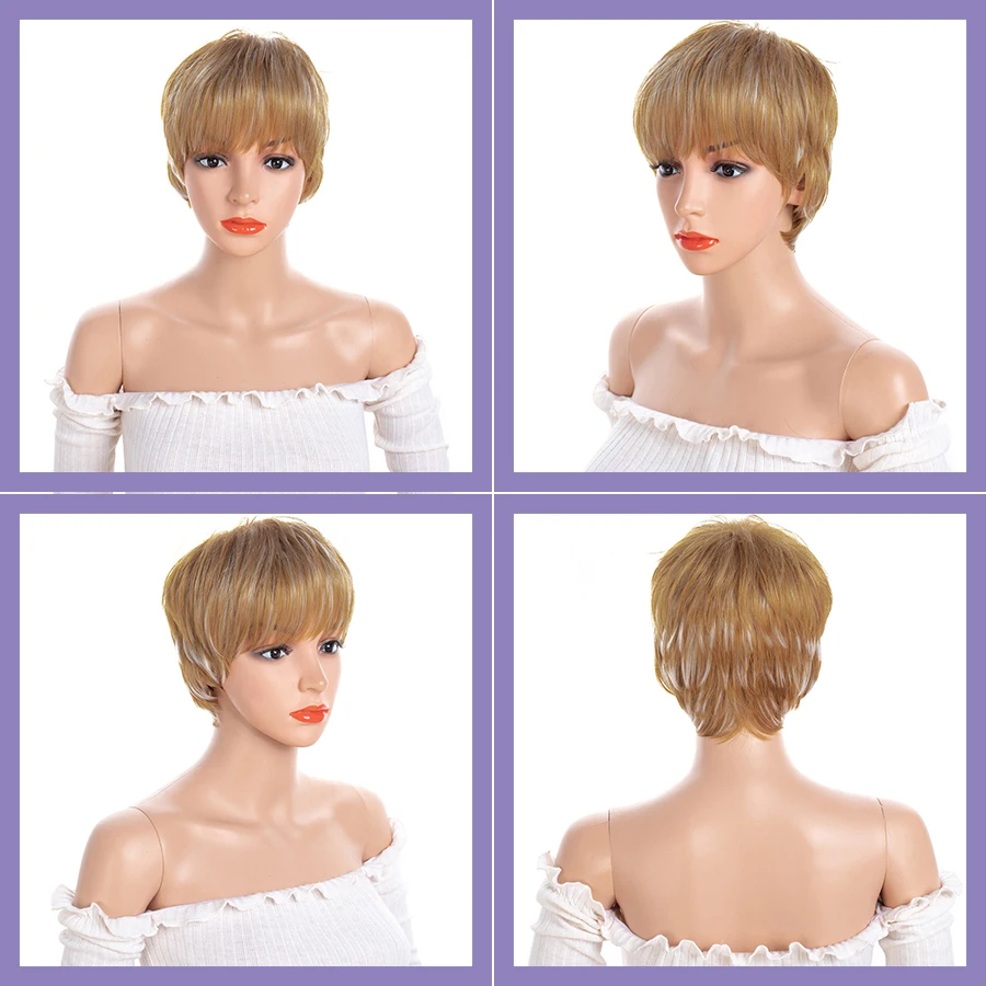Синтетические парики короткие Pixie Cut женские с боковым челка Chorliss боковая часть