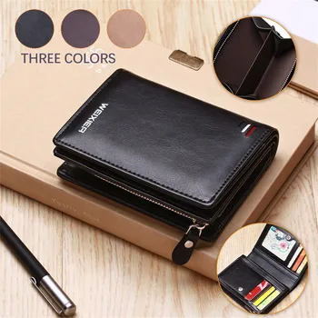 

Vintage Men's Short Wallet Men Leather Clutch Purses First Layer Real 2020 New Multi-Card Bit Retro Card Holder