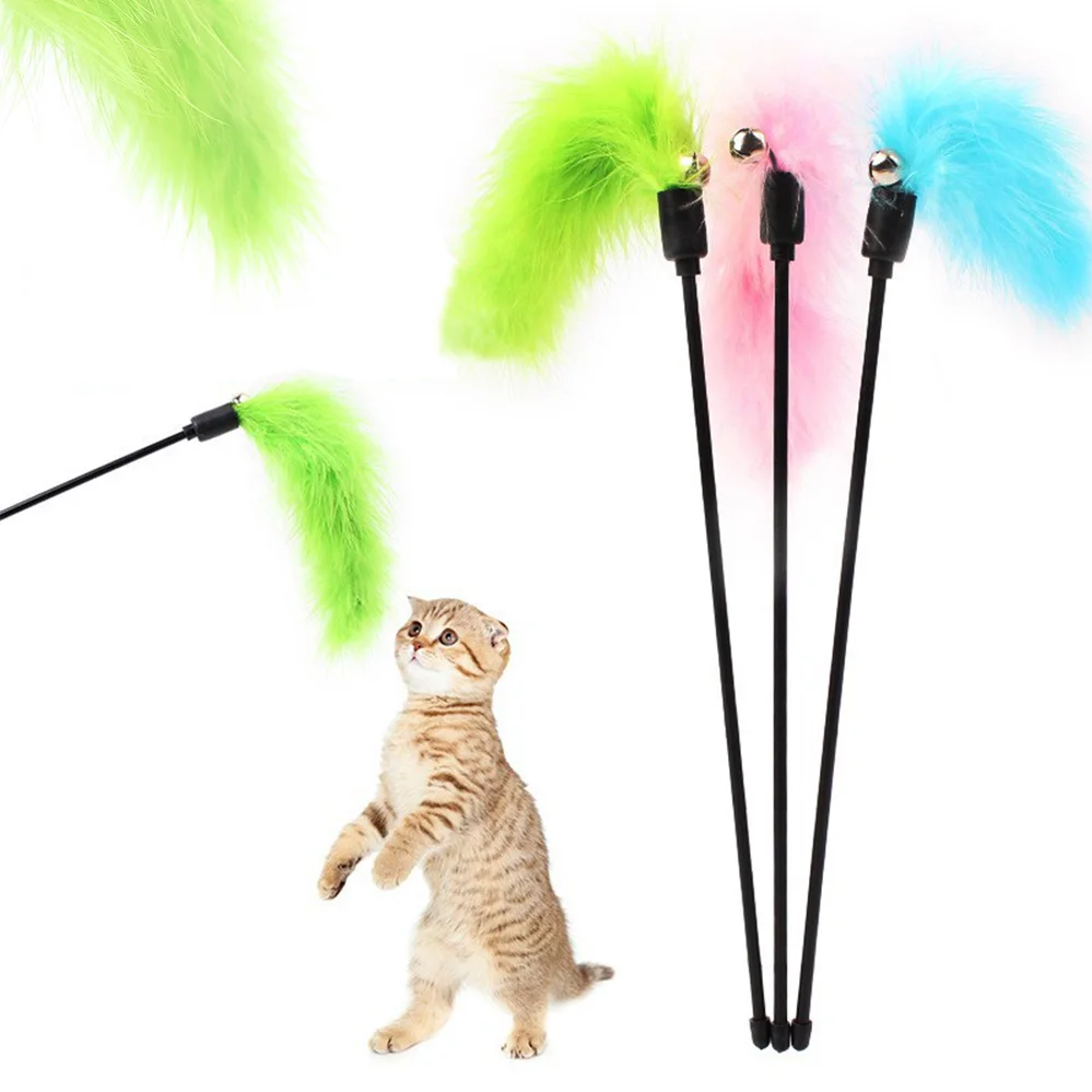 Забавный Кот Игрушка Pet интерактивная игрушка для кошек Цвет Фул перо индейки в