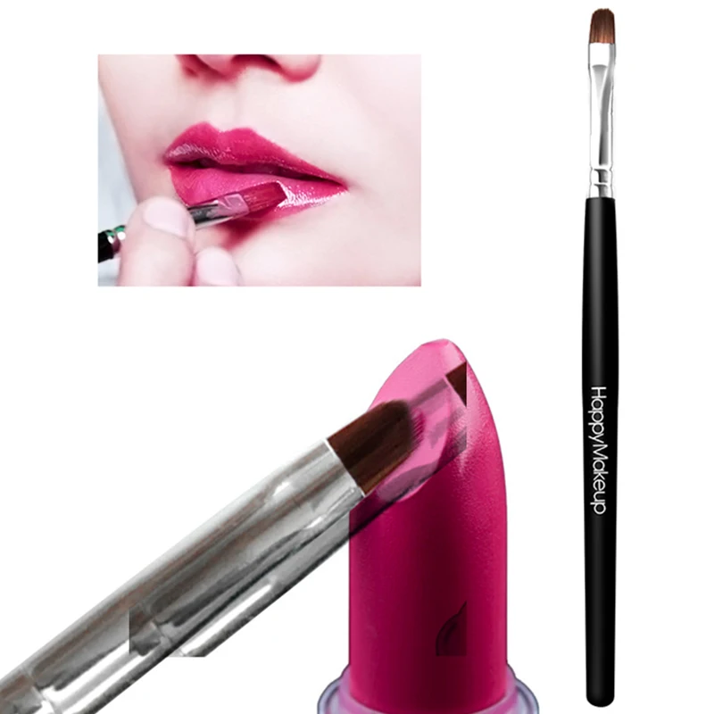 

1 Pcs Black Lip Brush Lipgloss Lipstick Lip Gloss Brush Portable Makeup Brushes Wooden Handle Soft Cosmetic Brush XPBK