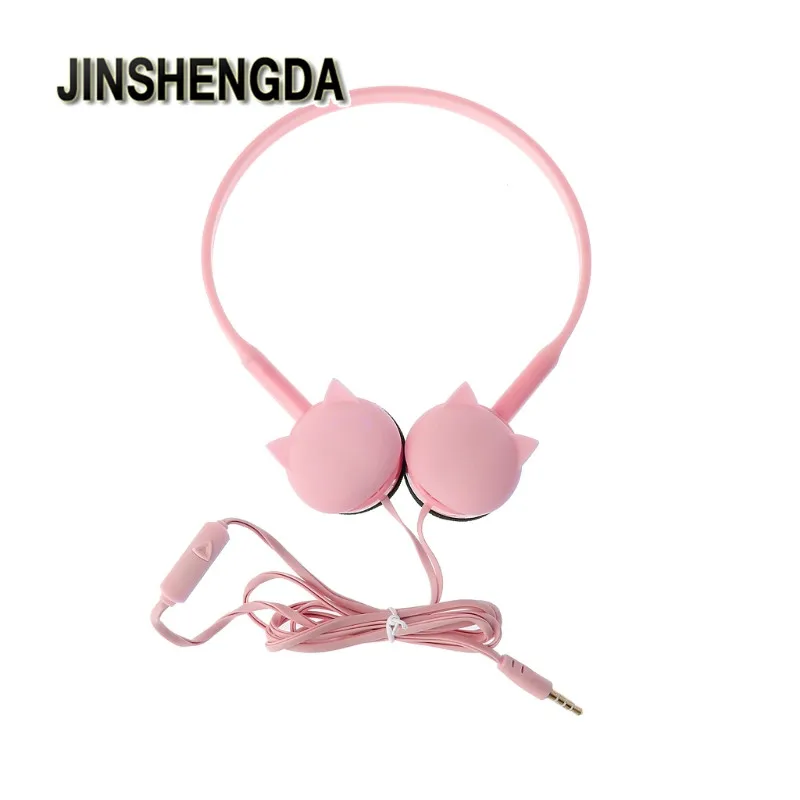 Pink Лицо кошка гарнитура повязка большие наушники для iPhone Android телефон huawei Xiaomi MP3 N1HC - Цвет: Pink