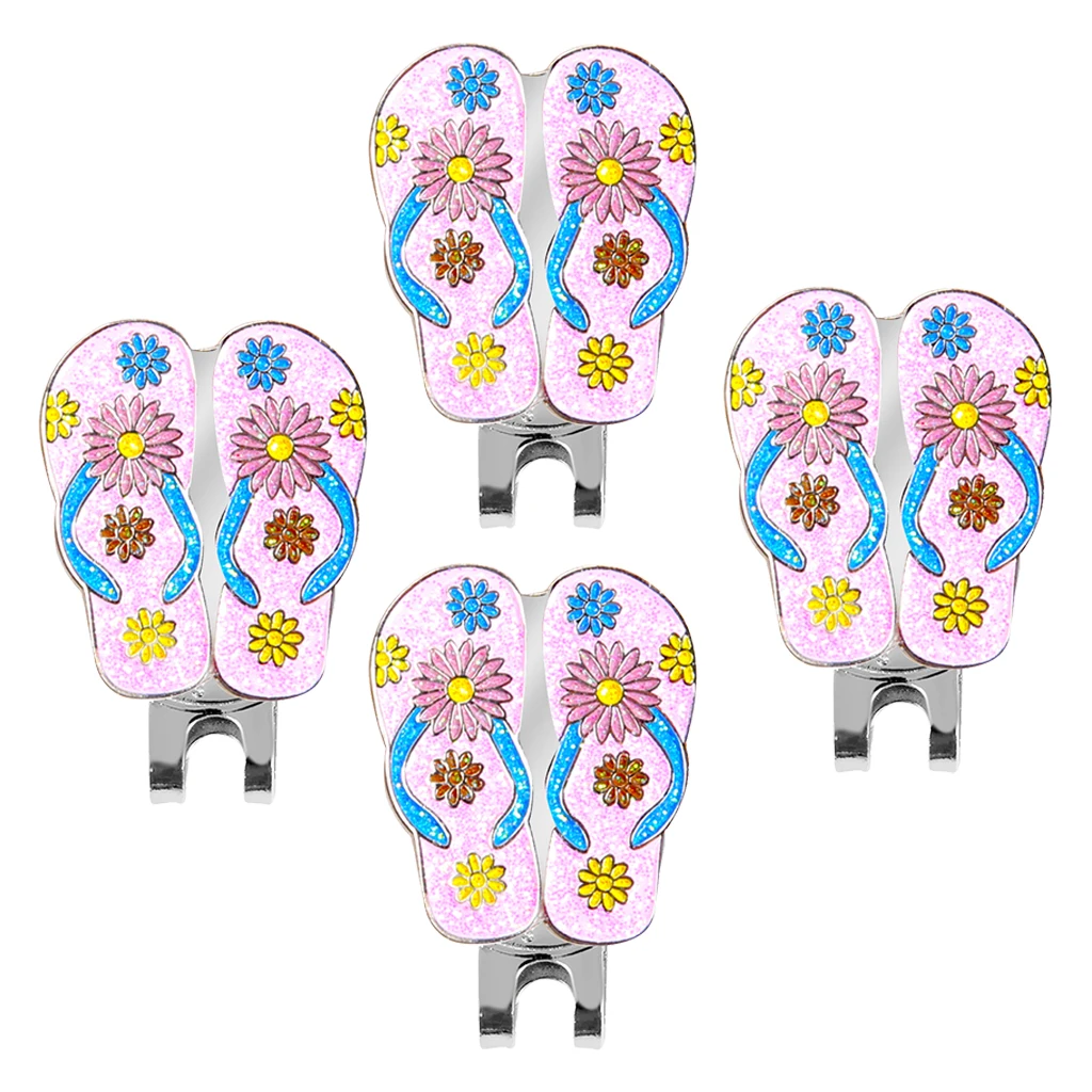 Pack of 4 Golf Cap Clips Magnetic Golf Ball Markers with Slipper Design for Golf Caps, Stable & Durable