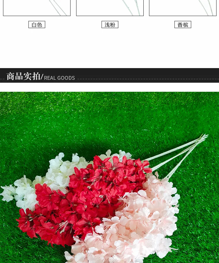 artificial flowers Wedding flowers 100cm 4 forks snow cherry wedding ceiling road lead silk flowers bouquet artificial plants