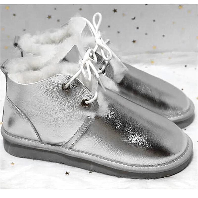 Новое поступление года; женские зимние ботинки из натуральной овечьей кожи серебристого цвета теплые ботинки из натуральной овечьей кожи ботинки высокого качества