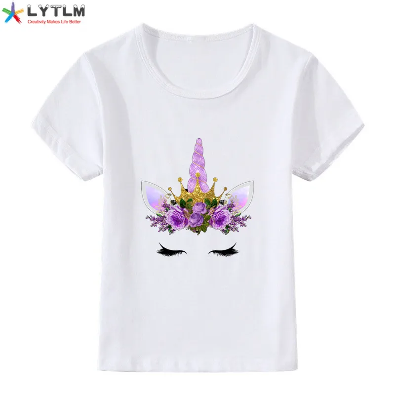 LYTLM футболка с единорогом для маленьких девочек на день рождения Одежда для маленьких девочек Осенняя футболка для маленьких девочек зимние топы с длинными рукавами для девочек, Vestiti - Цвет: DX White