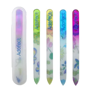 

Adofect 5 PCS Glass Nail File, Protective Travel Case, Professional Colorful Printed Pattern Crystal Nail Files