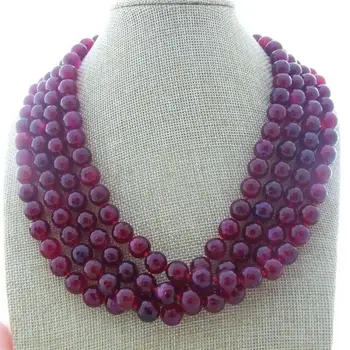 

H012002 20" 4 Strands 10mm Faceted Red Agate Necklace