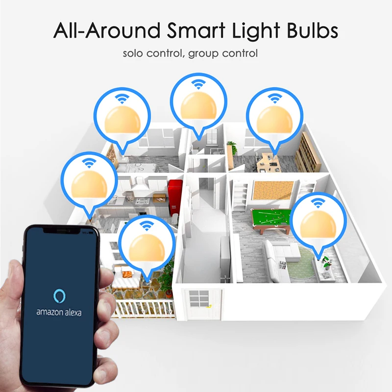 15 Вт B22 Светодиодный светильник лампа WiFi приложение дистанционное управление умная лампа для дома AC 85-265V синхронизированная лампа совместимый с Alexa и Google Assistant