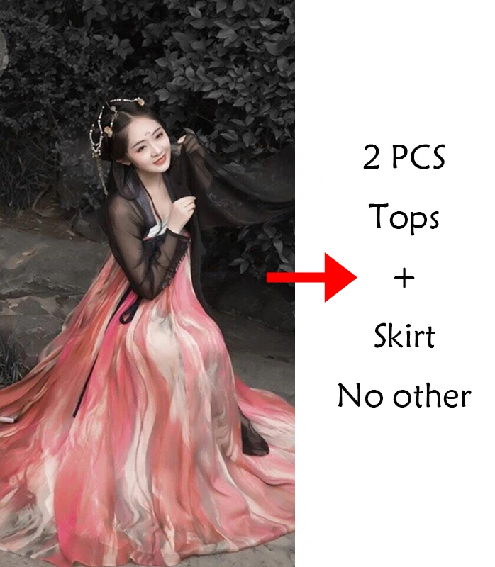 2 pcs suit Традиционные танцевальные костюмы Hanfu женское китайское народное платье феи певцы одежда для сцены Восточное представление фестиваль наряд DC2691 - Цвет: 2 pcs suit