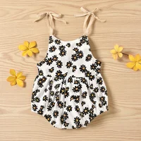 0-24M Newborn Baby Girl Romper Lace Up Sleeveless Jumpsuit Daisy Print Cotton Overalls Baby Girl Summer Outfits Clothes 5