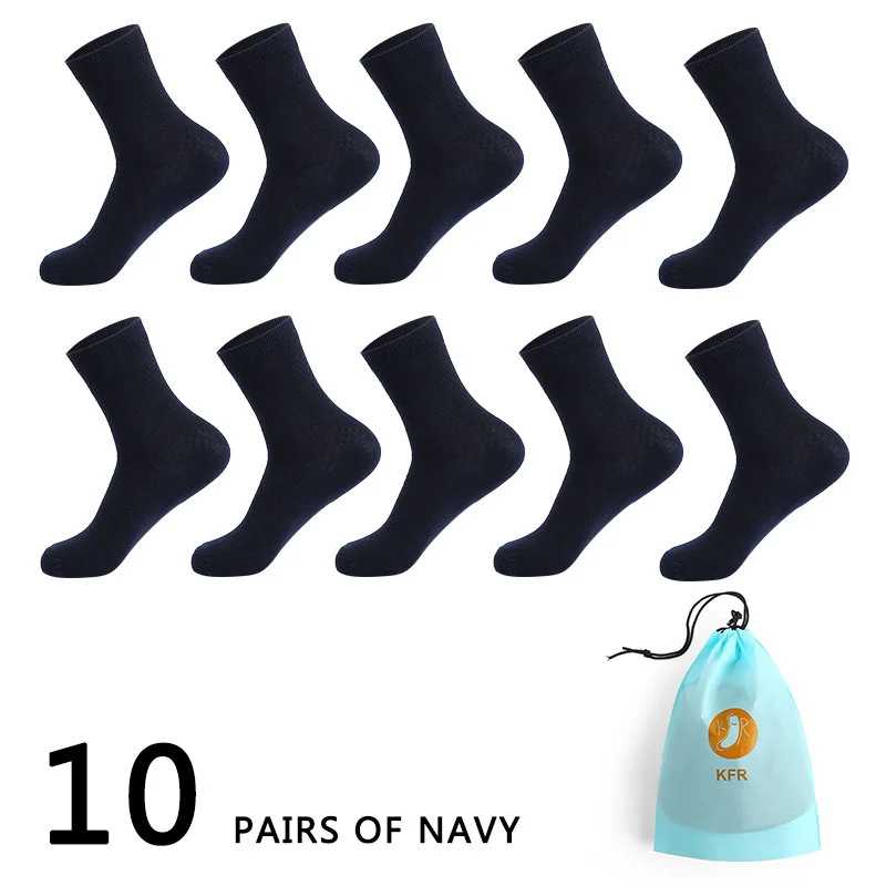 10 navy 10 пар/лот носки из бамбукового волокна мужские повседневные бизнес антибактериальные дезодоранты дышащие мужские короткие длинные носки EUR39-45 сжатия - Цвет: 10 navy