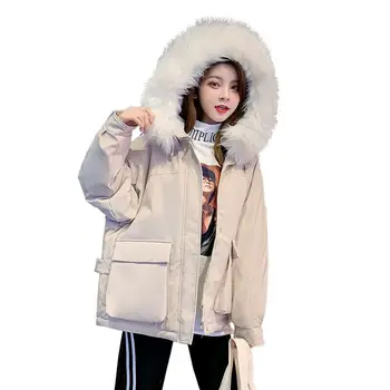 

Winter Jacket Female winter jackets and Long coats thick wool-collar down jacket winter jacket new loose large-size jacket 1912