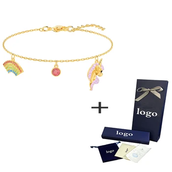 

SWA Delicate Rainbow UNICORN Bracelet Love Shiny Crystal Ladies Jewelry Send Girlfriend Engagement Romantic Jewelry Gift