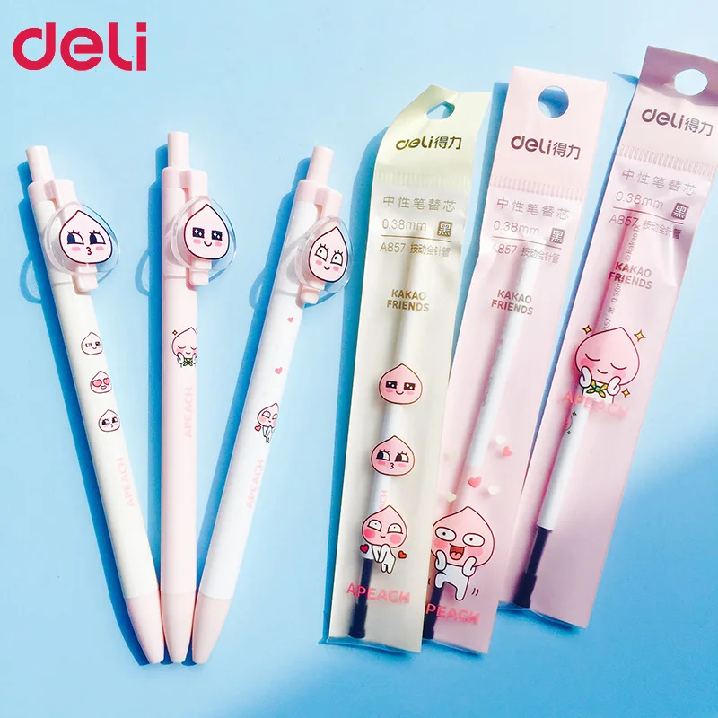 2 Pcs Deli Kakao Friends Gel Pens 0.38mm Cartoon Cute Pen Cool Pen Korean  Stationery Pens Kawaii School Supplies Kids Gift Prize - AliExpress