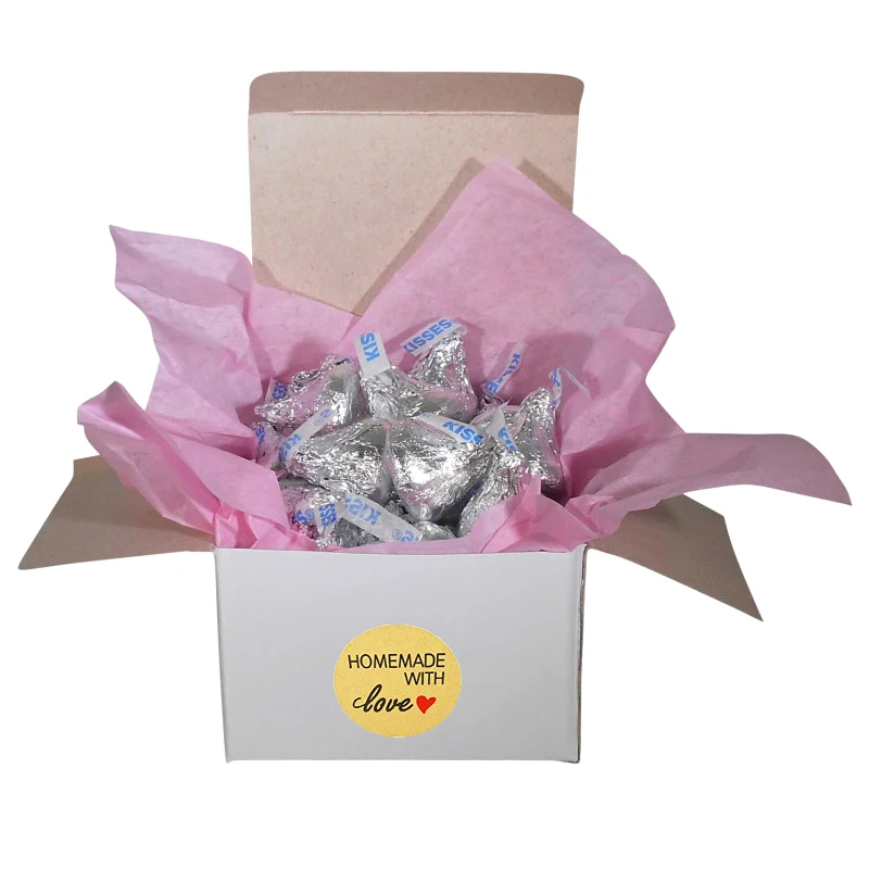 500Pcs Natural Kraft Homemade with Love Stickers in Roll with Perforation Line for Personal and Business Use(Each Measures 1 in