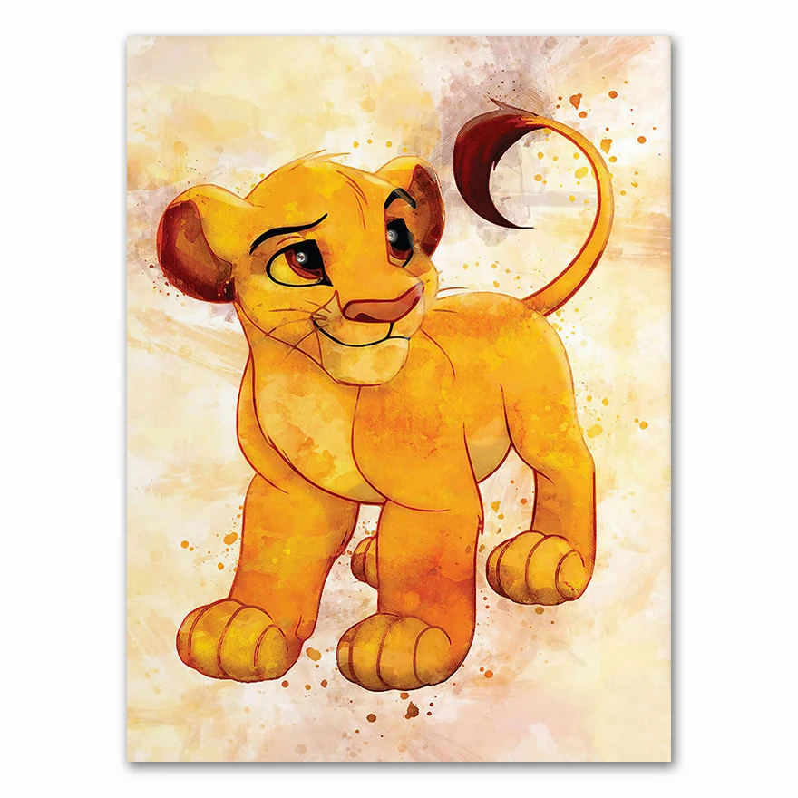 Popular-anime-movie-lion-king-family-decoration-watercolor-hight-quality-canvas-painting-Home-Decor-No-Frame (4)