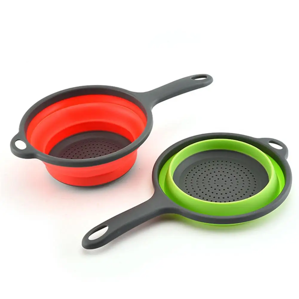 

Foldable Fruit Vegetable Washing Basket Strainer Portabl Silicone Colander Collapsible Drainer With Handle Kitchen Tools