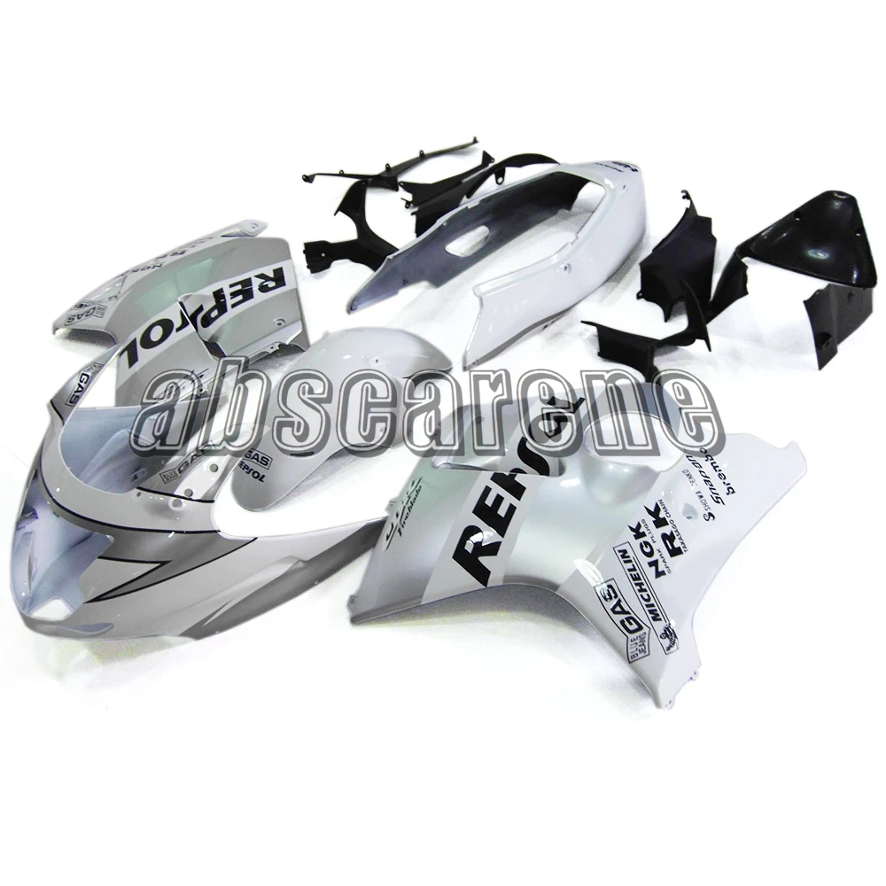 Выполните Обтекатели для Honda CBR1100XX 1997-2007 CBR 1100XX 97 98 99 00 01 02 03 04 05 06 07 впрыска ABS Пластик белого и серебристого цвета