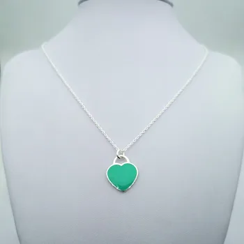 

Ms brand exclusive classic blue enamel silver plated heart necklace jewelry, holiday gifts