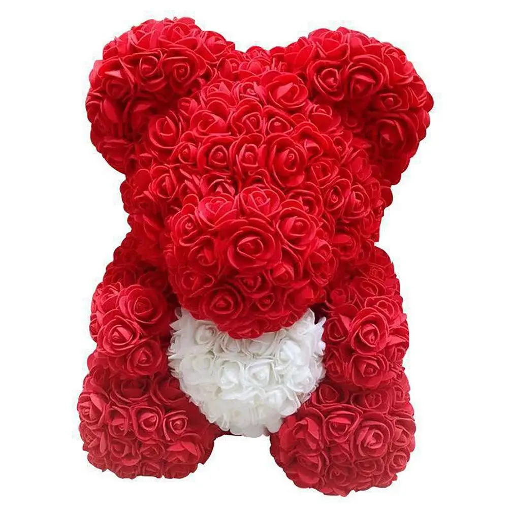 Любовь Роза медведь креативный практичный подарок на день рождения объятие Медведь вечный цветок Роза медведь подарок на день Святого Валентина 40 см - Цвет: Зеленый
