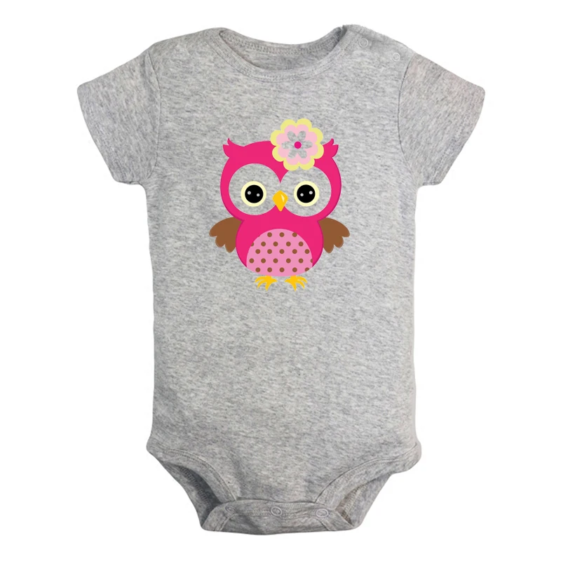 ieBaby2963G Забавная одежда с милым рисунком совы для новорожденных девочек и мальчиков, комбинезон с короткими рукавами, комбинезон, хлопок, рождественский подарок - Цвет: ieBaby2963G