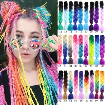 

Colorful Braiding Hair 24Inch Synthetic Crochet Braiding Hair Extensions Jumbo Braids 100g/Pc For Women Alibaby