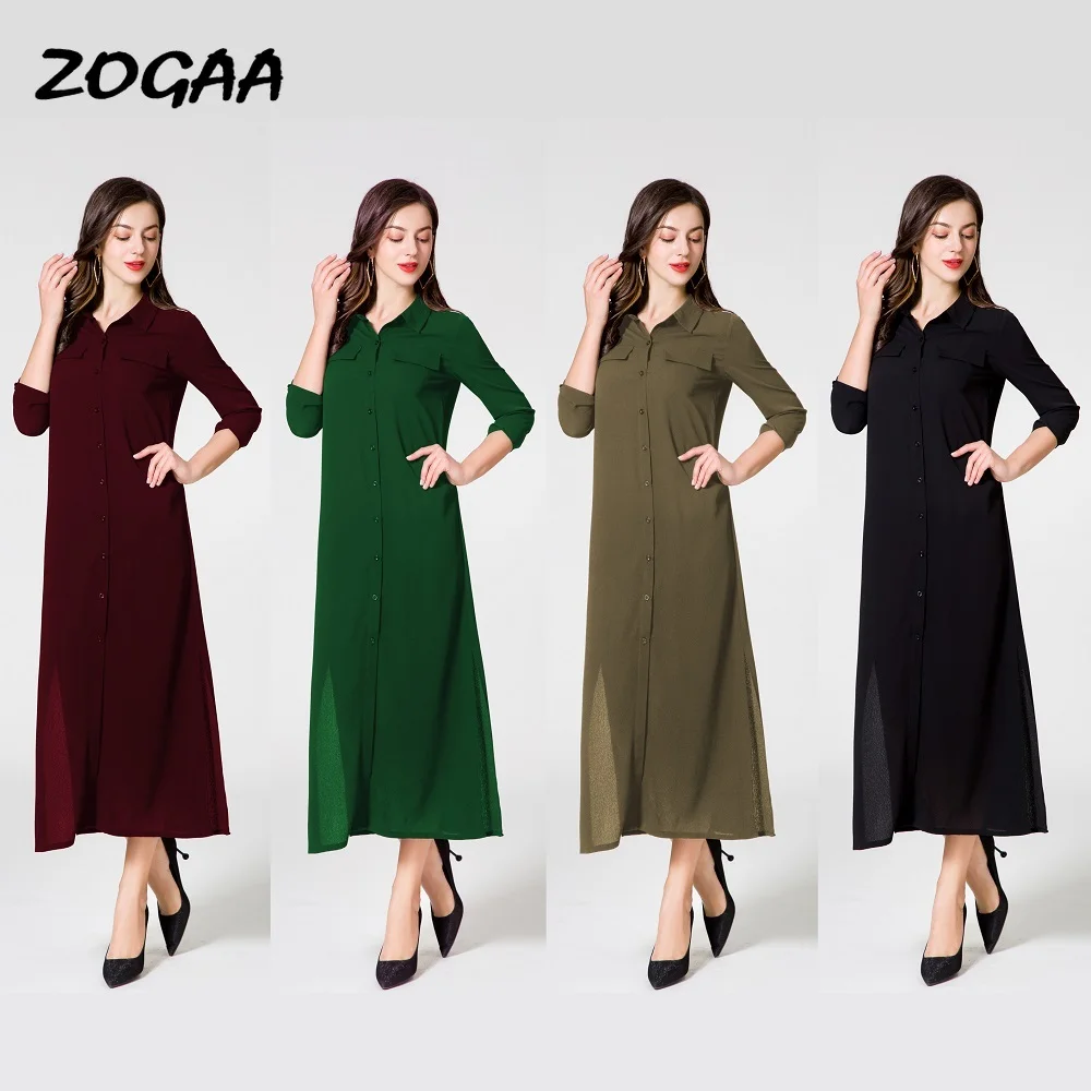 Женское длинное платье-футболка ZOGAA черное повседневное облегающее в стиле бохо