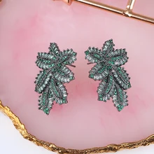 Роскошные циркониевые серьги с листьями, элегантные женские свадебные серьги-гвоздики, модные ювелирные изделия, подарки XIUMEIYIZU, тренд