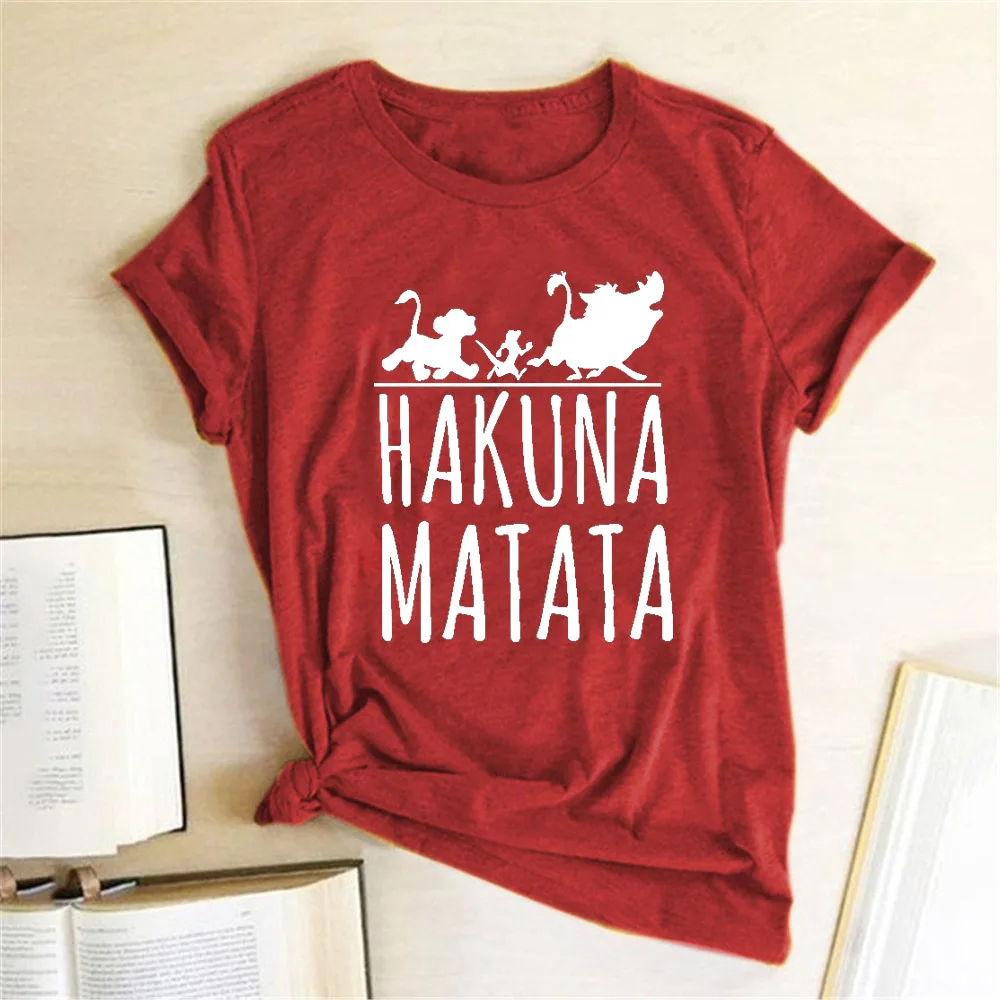 Hakuna Matata T Shirt Female Women Fashion Cute Short Sleeve Crewneck Hipster T Shirt Playeras De Mujer De Moda 2019 Graphic Tee