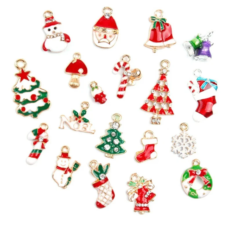 

19PCS Assorted Christmas Charms Pendant For DIY Scrapbooking Jewelry Making Xmas Decorative Accessories