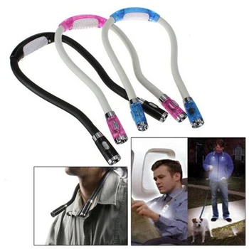 

4 Colors LED Neck Hug Light Convenient Flexible Handsfree Night Light Battery Operated Reading Lamp Flashlight Camping Light