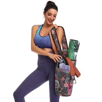 

Multifunctional Yoga Mat Bag Fashion Canvas Yoga Bag Backpack with Large Size Zipper Pocket Fit Most Size Mats Yoga Mat Tote