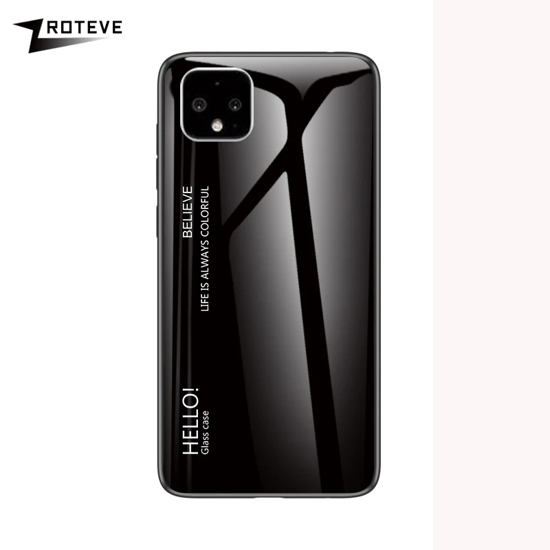 Черный ZROTEVE чехол для Google Pixel 4 XL чехол стеклянная задняя крышка для Google Pixel 4 чехол силиконовый закаленное стекло задняя крышка Pixel 4 XL - Цвет: Черный