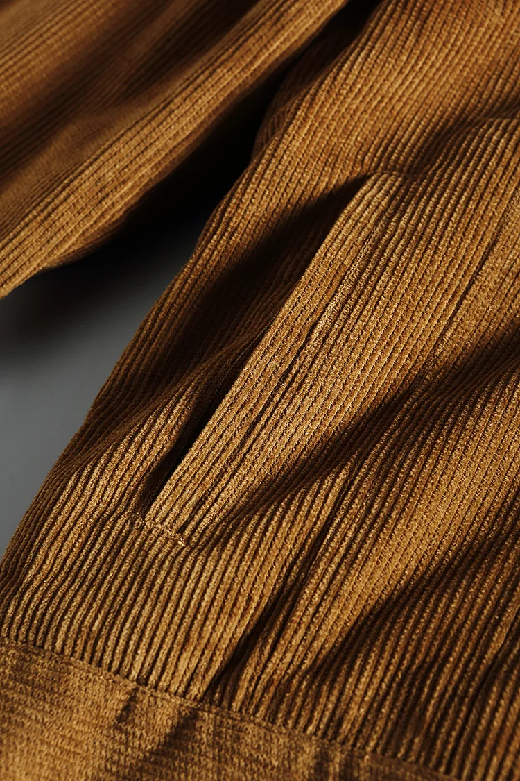 Qw3139 Весна Для мужчин одежда Slim Fit раскладная кровать с отложным воротником стеганая Вельветовая куртка пальто