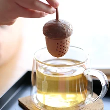 Brwon силиконовый ситечко для заваривания чая, креативный желудь, ситечко для заваривания чая, фильтр с цепочкой, рассеиватель чайных листьев, чайная посуда