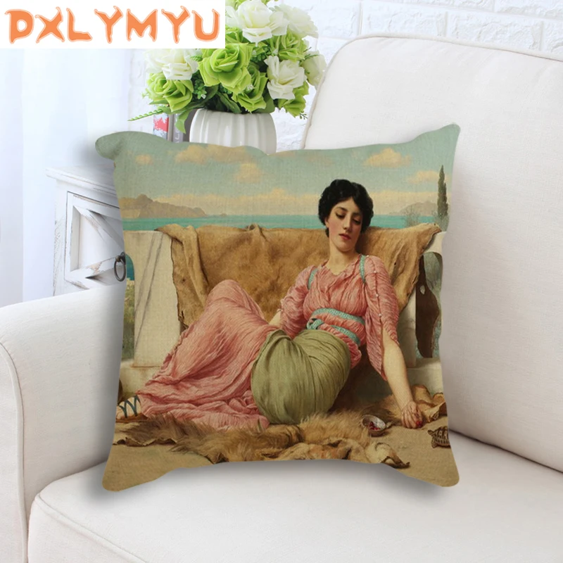 

European style Cushion Noble lady life Printed Linen Cushion Home Decor Sofa Throw Pillow Decorative Pillowcase