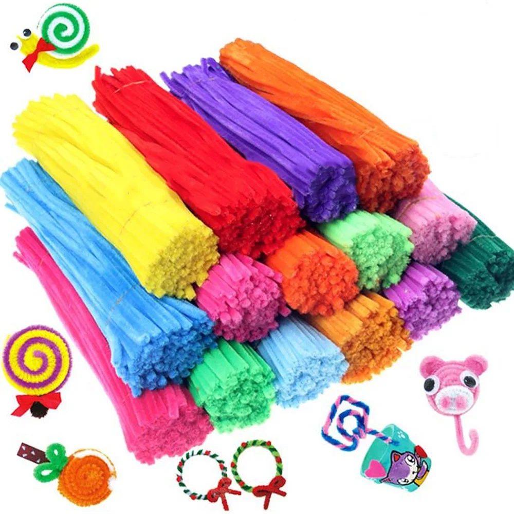 100pcs Kids Creative Colorful Diy Plush Chenille Sticks Chenille Stem Pipe Cleaner Stems Educational Toys Crafts For Children