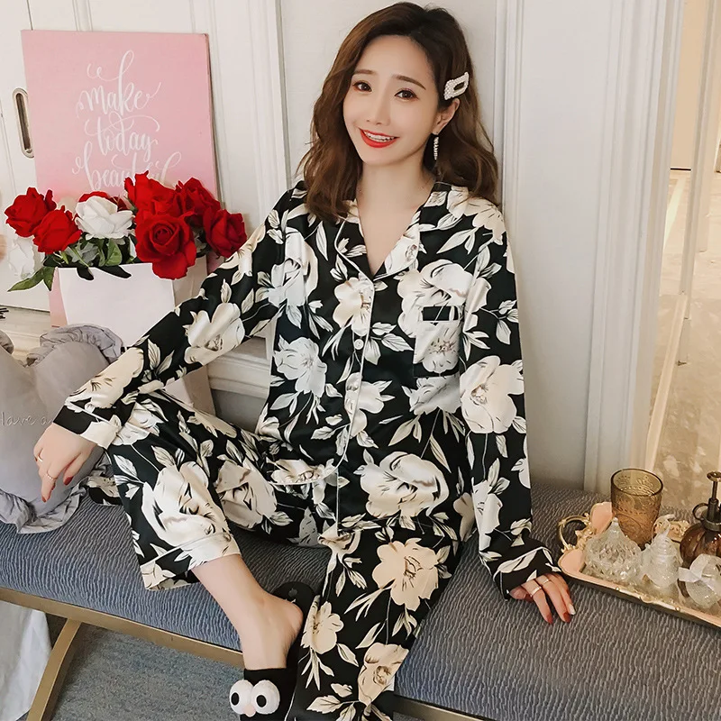 

238 # Kapok Cardigan Ht Long Sleeve Korean-style Sweet Pajamas Tracksuit Piece Plus-sized