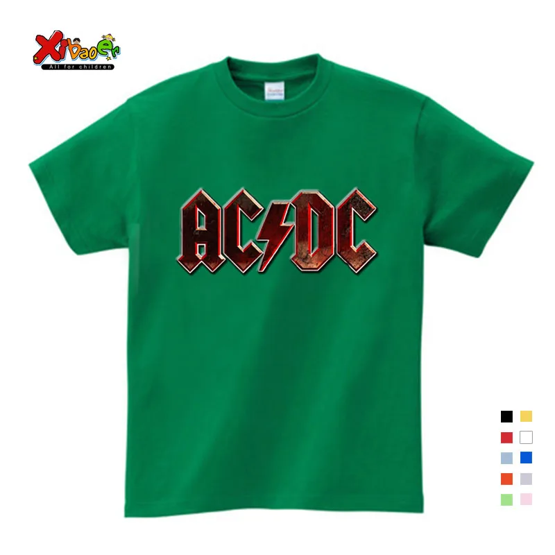 ACDC летняя одежда для маленьких девочек, топы, От 3 до 12 лет, Детская футболка одежда для мальчиков короткие белые футболки с рисунком От 3 до 9 лет ACDC