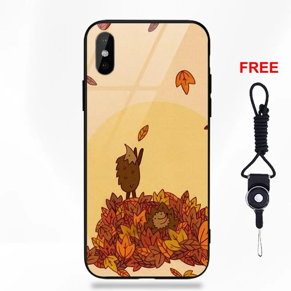 Мягкий ТПУ чехол+ закаленное стекло милый Ежик дикая природа для Apple iPhone 5 5C 5S SE 6 6S 7 8 Plus X XS Max XR - Цвет: as picture